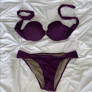 EUC Victoria’s Secret strapless bikini in plum. M